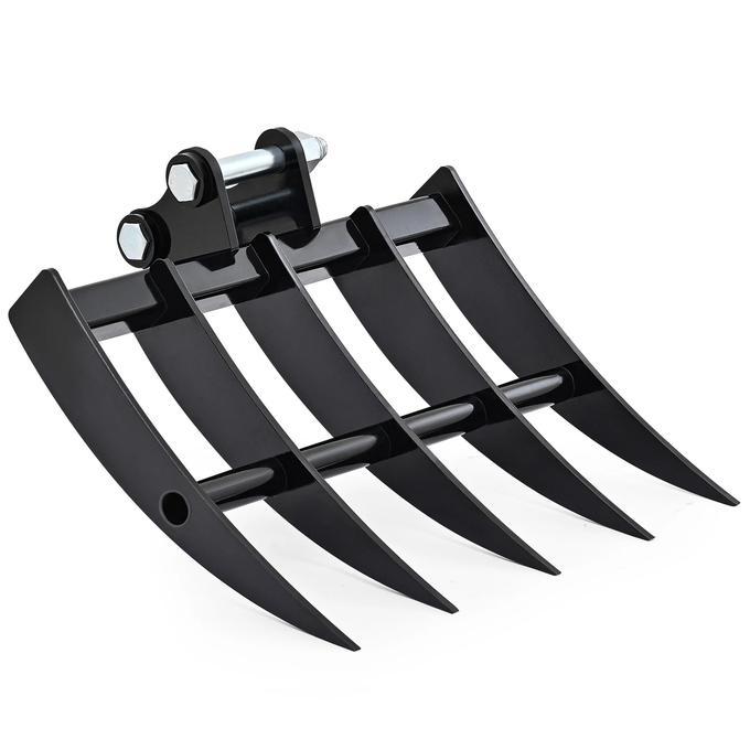 19.3" Mini Excavator Rake Attachment for Land Clearing, Debris Removing, Soil Spreading