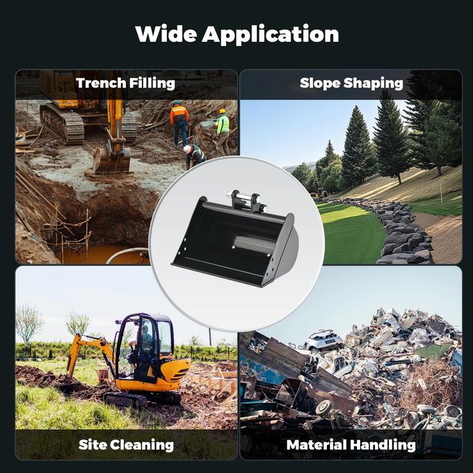 500mm Plain Flat Bucket Attachment 20" for Mini Excavator Digger with 2 Pins