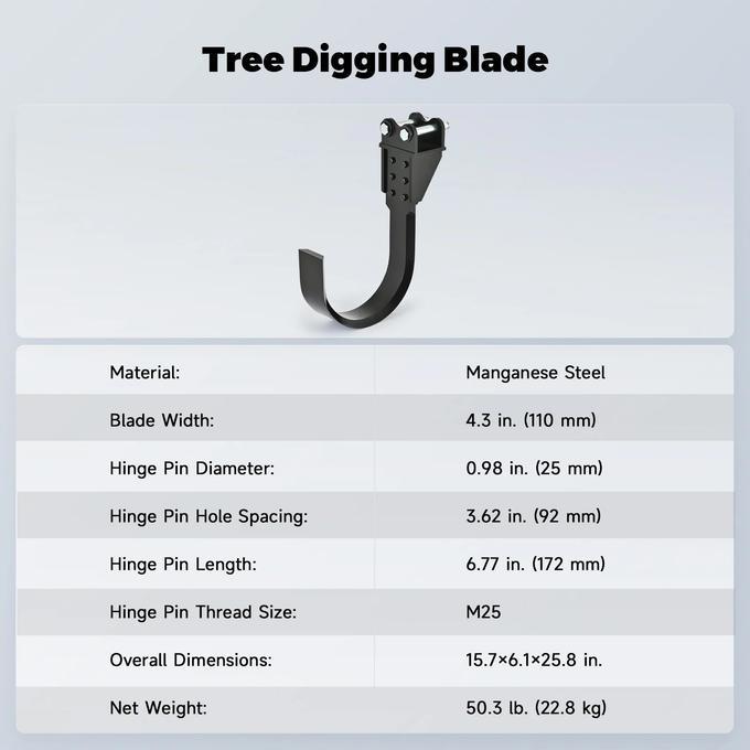 Tree Digging Blade Attachment for Mini Excavator Seedling Planting Tree Lifting